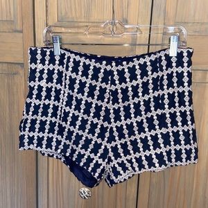 Navy Embroidered Shorts